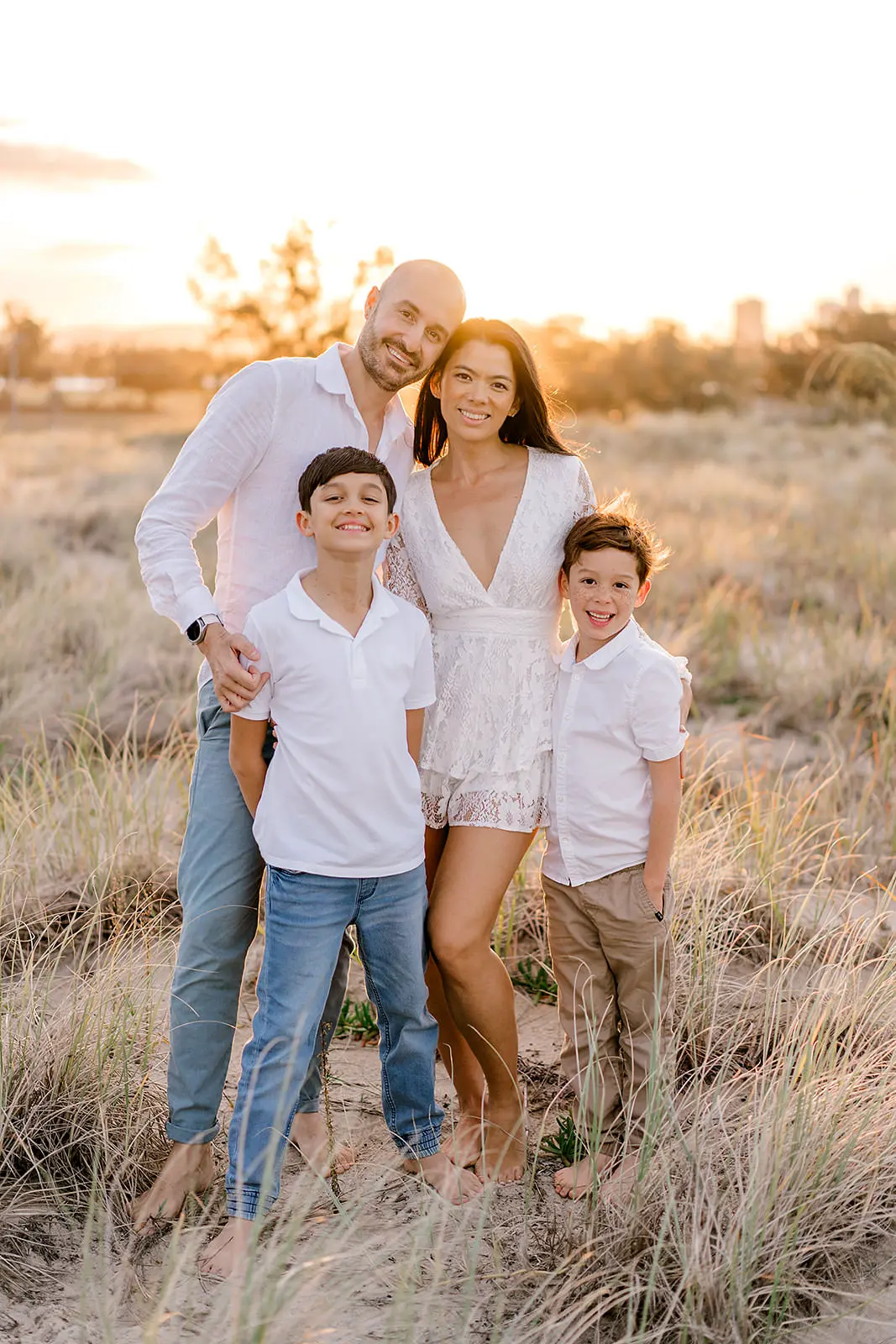 mario colli family at their photoshoot during sunset